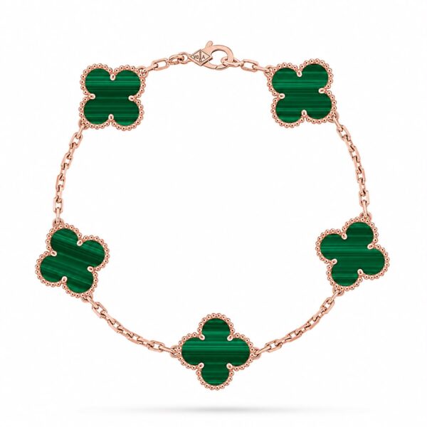 Van Cleef Alhambra Green Clover Rose Gold Color Bracelet