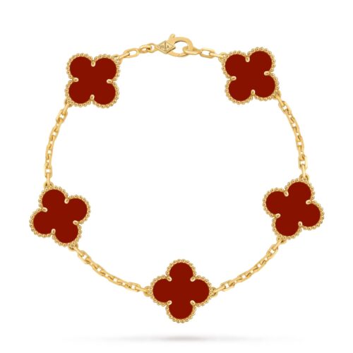 Van Cleef Alhambra Red Clover Gold Color Bracelet