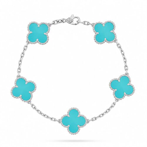 Van Cleef Alhambra Sky Pastel Clover Silver Color Bracelet