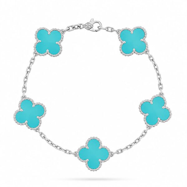 Van Cleef Alhambra Sky Pastel Clover Silver Color Bracelet