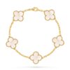 Van Cleef Alhambra White Marble Clover Gold Color Bracelet
