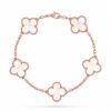 Van Cleef Alhambra White Marble Clover Rose Gold Color Bracelet