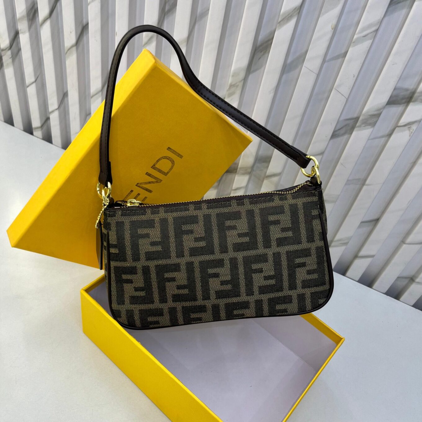 Fendi FF Brown Shoulder Bag (With Box)