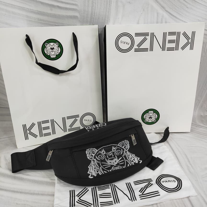 Kenzo White Canvas Tiger Belt Bag