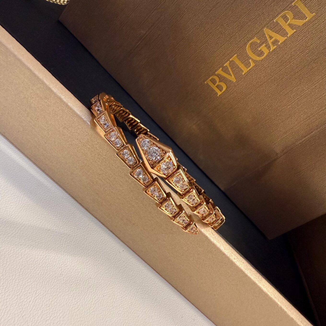 Bvlgari Serpenti Viper Full Stone Rose Gold Color Bracelet