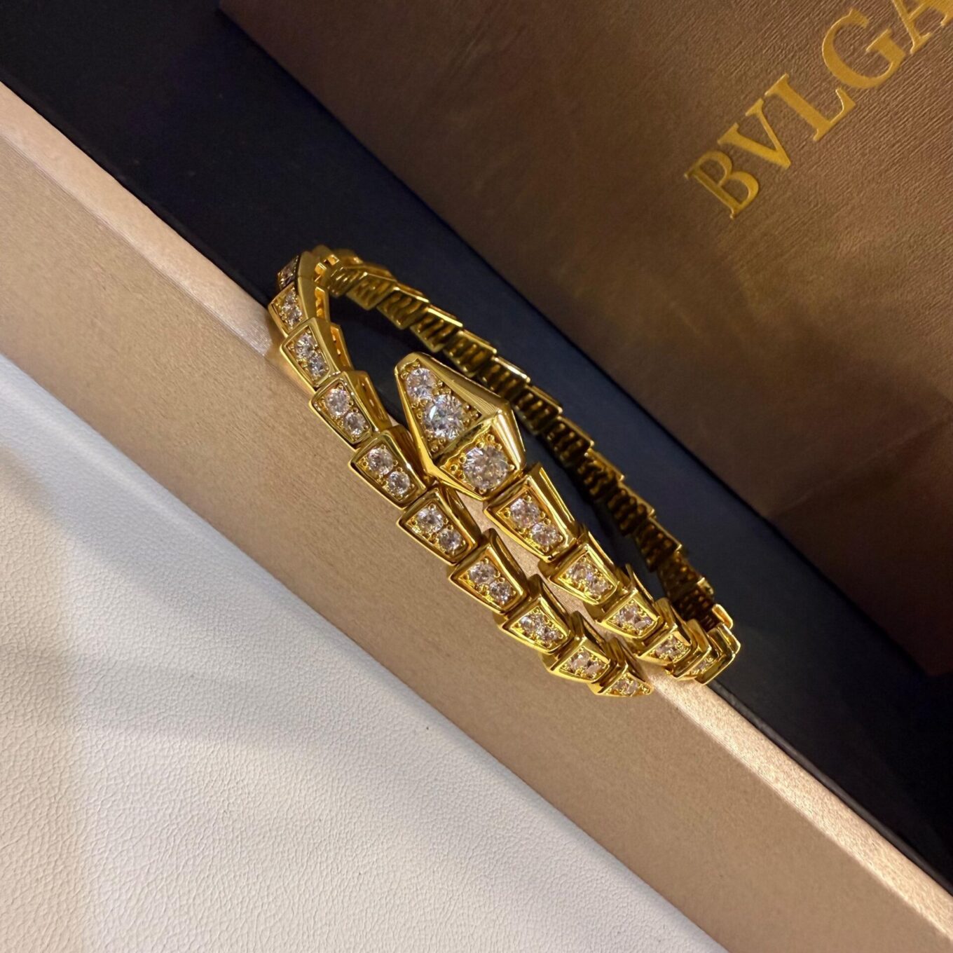 Bvlgari Serpenti Viper Full Stone Gold Color Bracelet