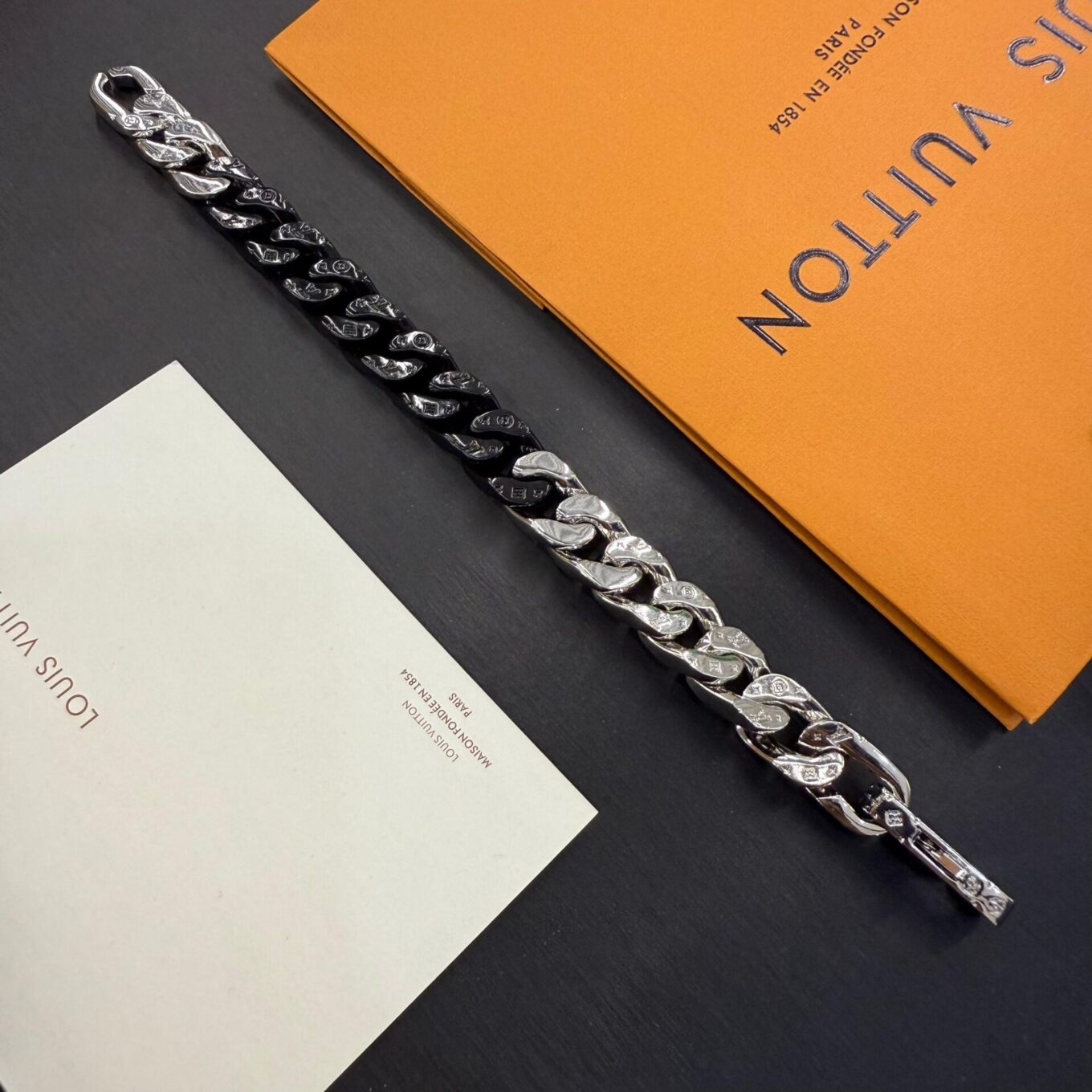 Louis Vuitton Tied Up Silver & Black Men’s Bracelet