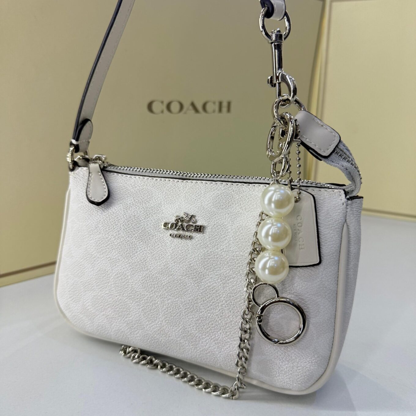 WhatsApp Image 2025-09-05 at 2.57.26 PM (1) Coach Nolita 19 White Shoulder Bag (With Box)