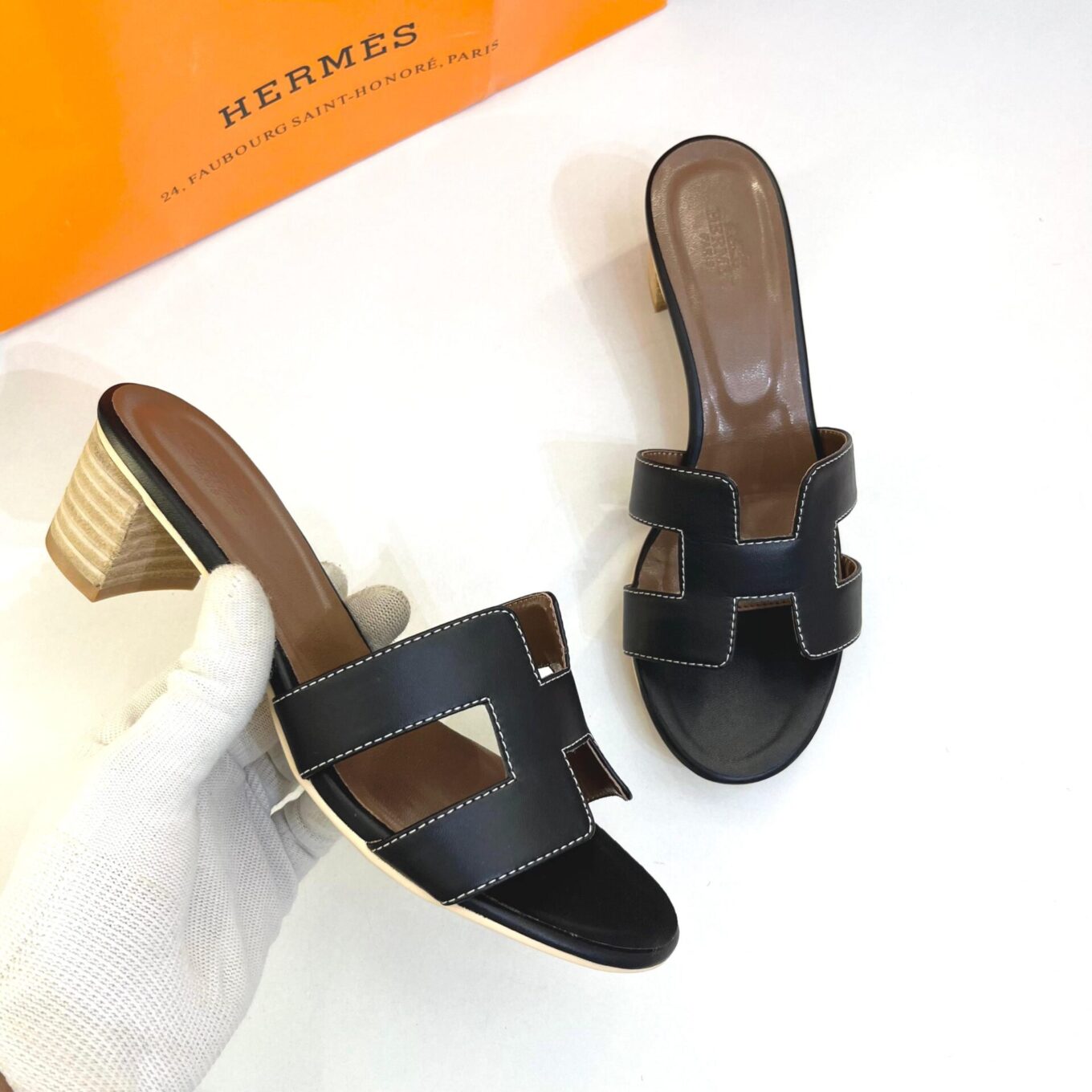 Hermes Black Oasis Sandal