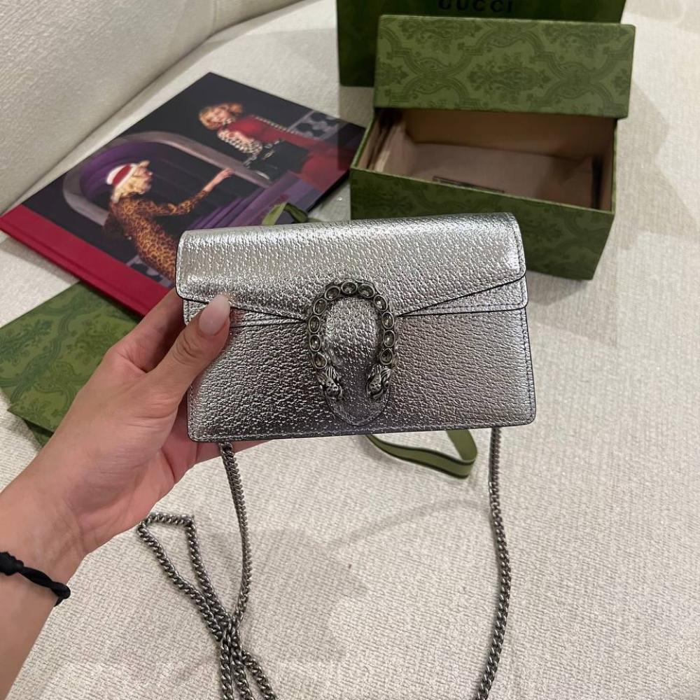 Gucci Dionysus Silver Mini Sling Bag (With Box)