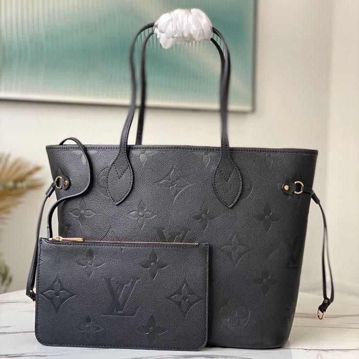 Louis Vuitton Black Embossed Neverfull Tote Bag