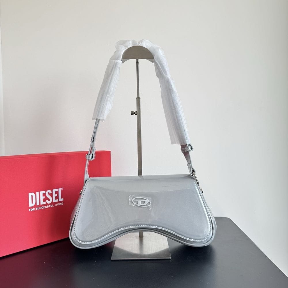 Diesel Play Silver Crossbody Bag (With Box)