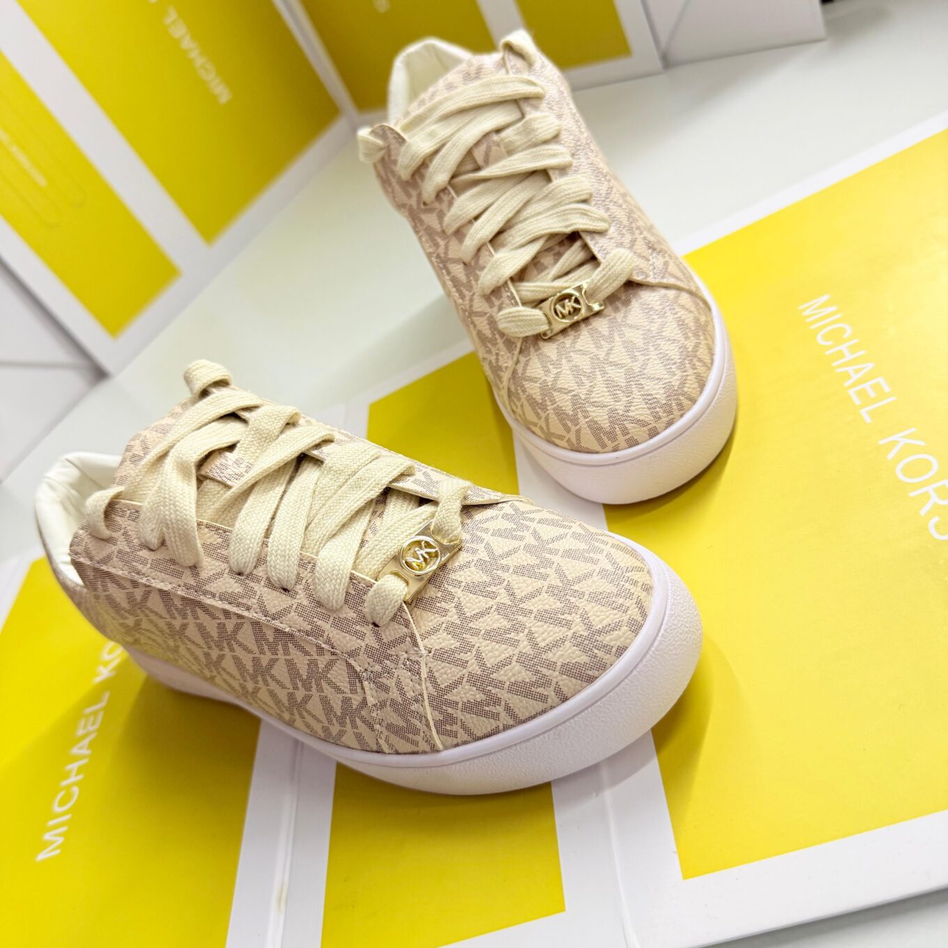 WhatsApp Image 2025-09-09 at 3.49.38 PM Michael Kors Keaton Logo Beige Color Sneaker