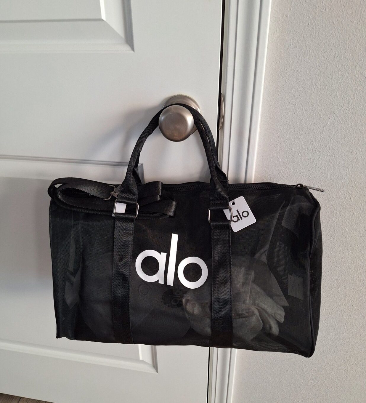 Alo Yoga Sheer Black White Duffle Bag