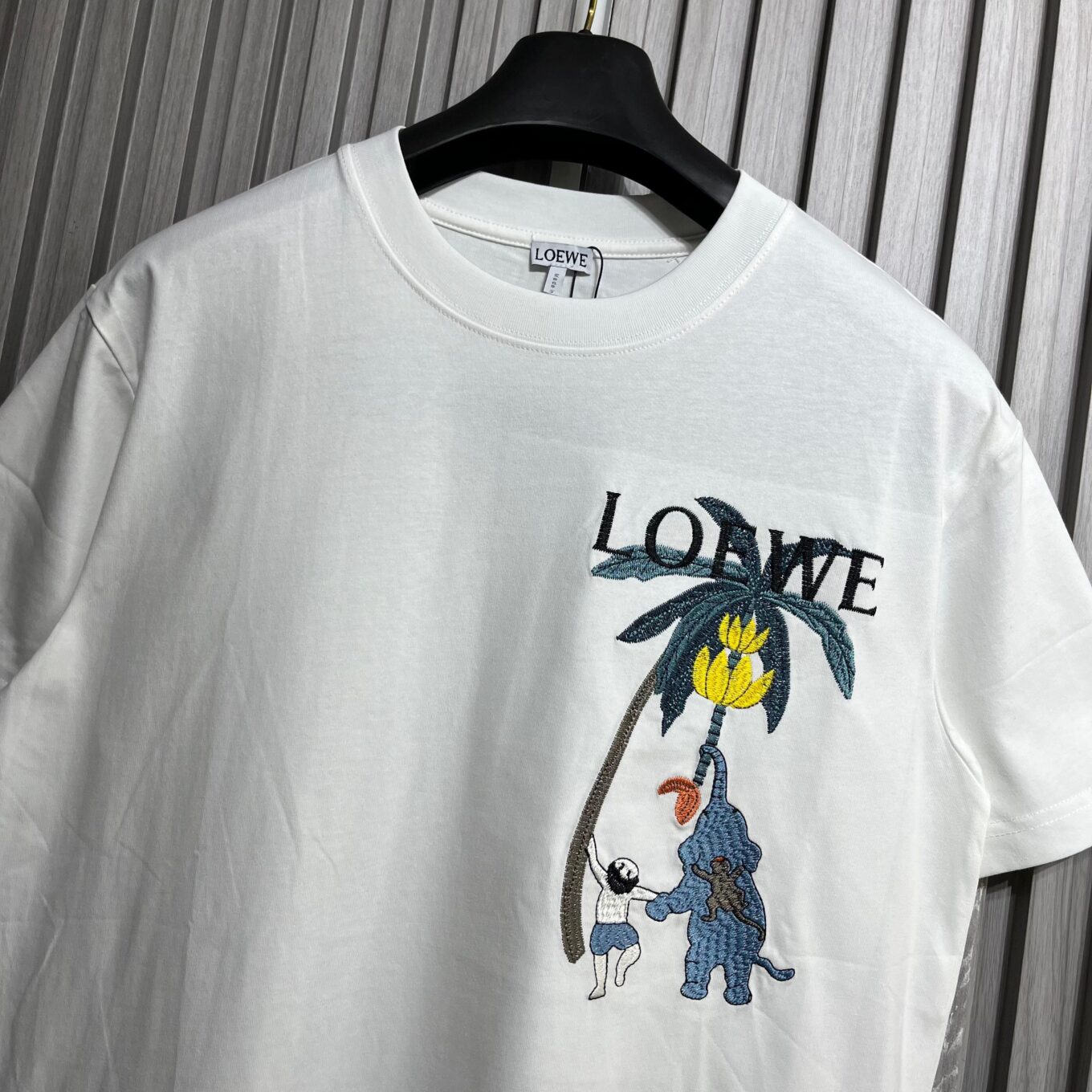 Loewe Embroidered Elephant Palm White T-Shirt For Men