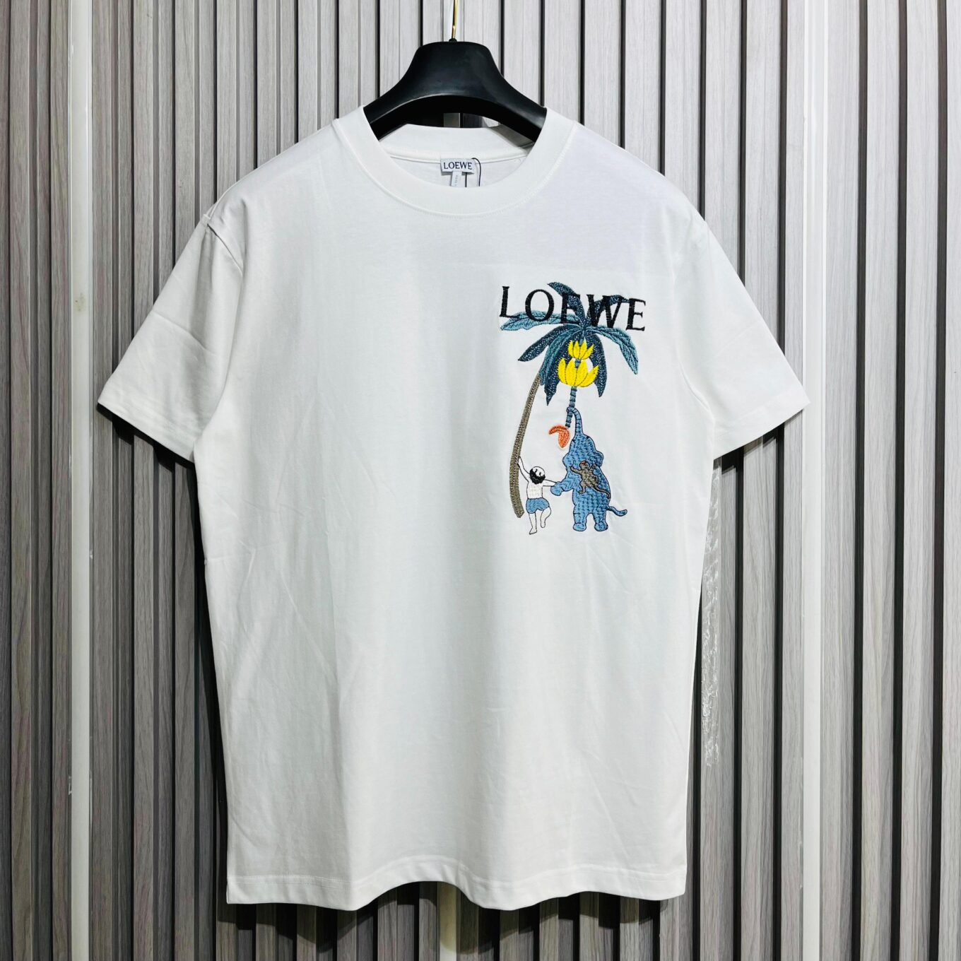 Loewe Embroidered Elephant Palm White T-Shirt For Men