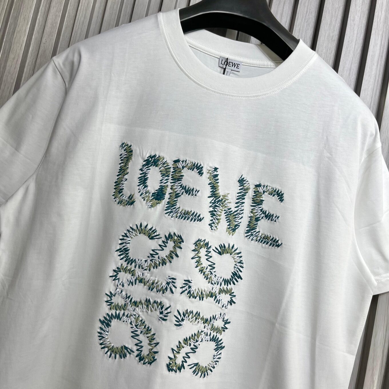 Loewe Embroidered White Tshirt For Men