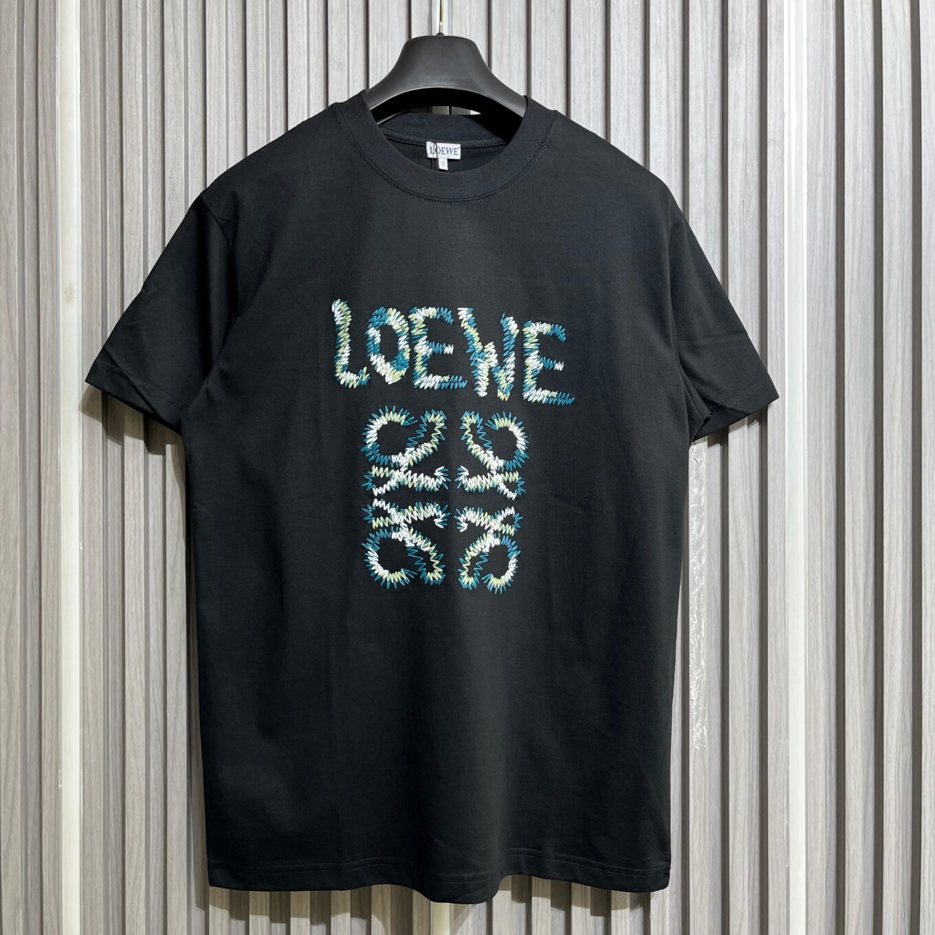 Loewe Embroidered Black Tshirt For Men