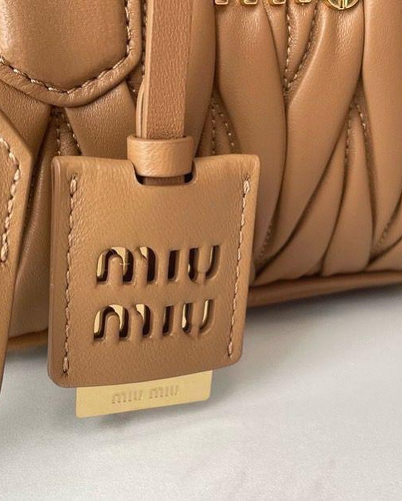 Miu Miu Arcadie Matlasse Nappa Brown Bowling Bag (With Box)