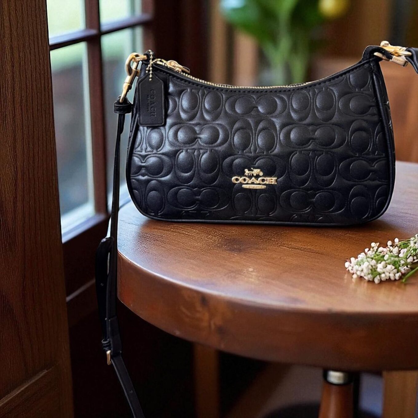 Coach Teri Black Embossed Sling Bag (With Box)