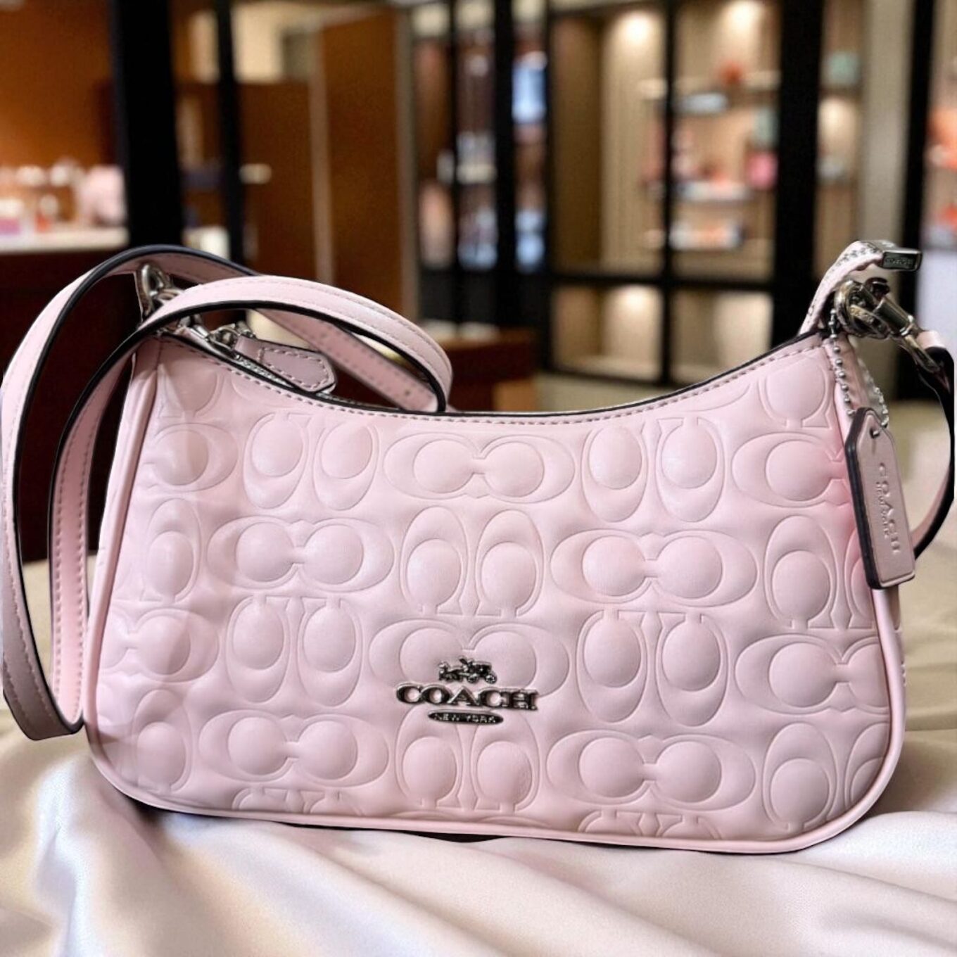 Coach Teri Pink Embossed Sling Bag (With Box)