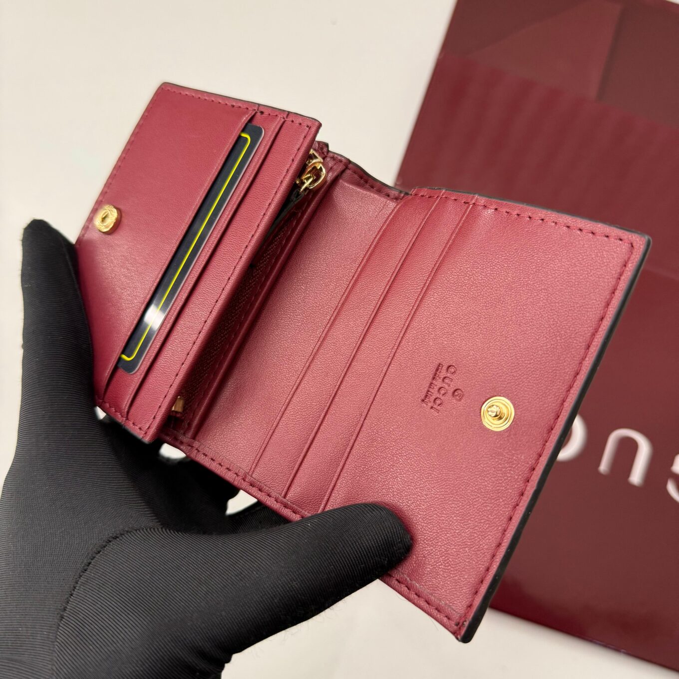 Gucci Emblem Wine Bifold Wallet