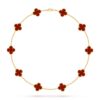 Van Cleef Alhambra Red Marble Clover Gold Color Necklace
