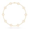 Van Cleef Alhambra White Marble Clover Gold Color Necklace