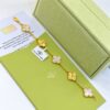 Van Cleef Alhambra White Marble & Silver Clover Gold Color Bracelet
