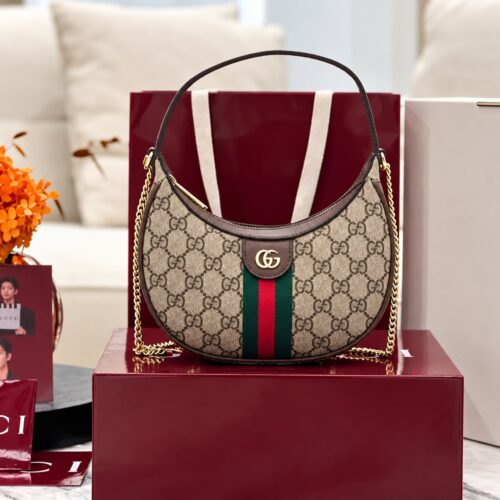 Gucci Ophidia Khaki Small Shoulder Bag (With Box)