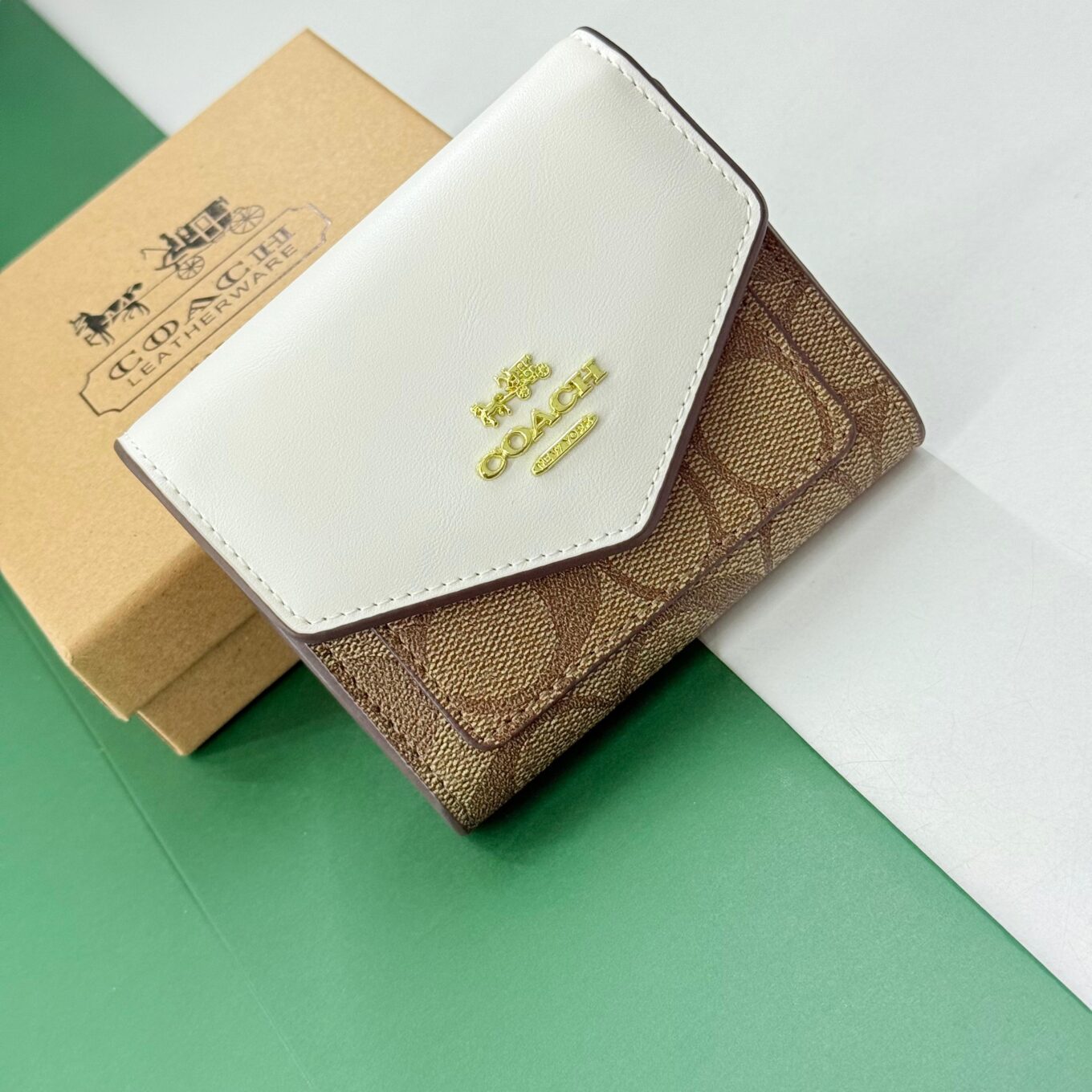 Coach 3 Fold White Wallet