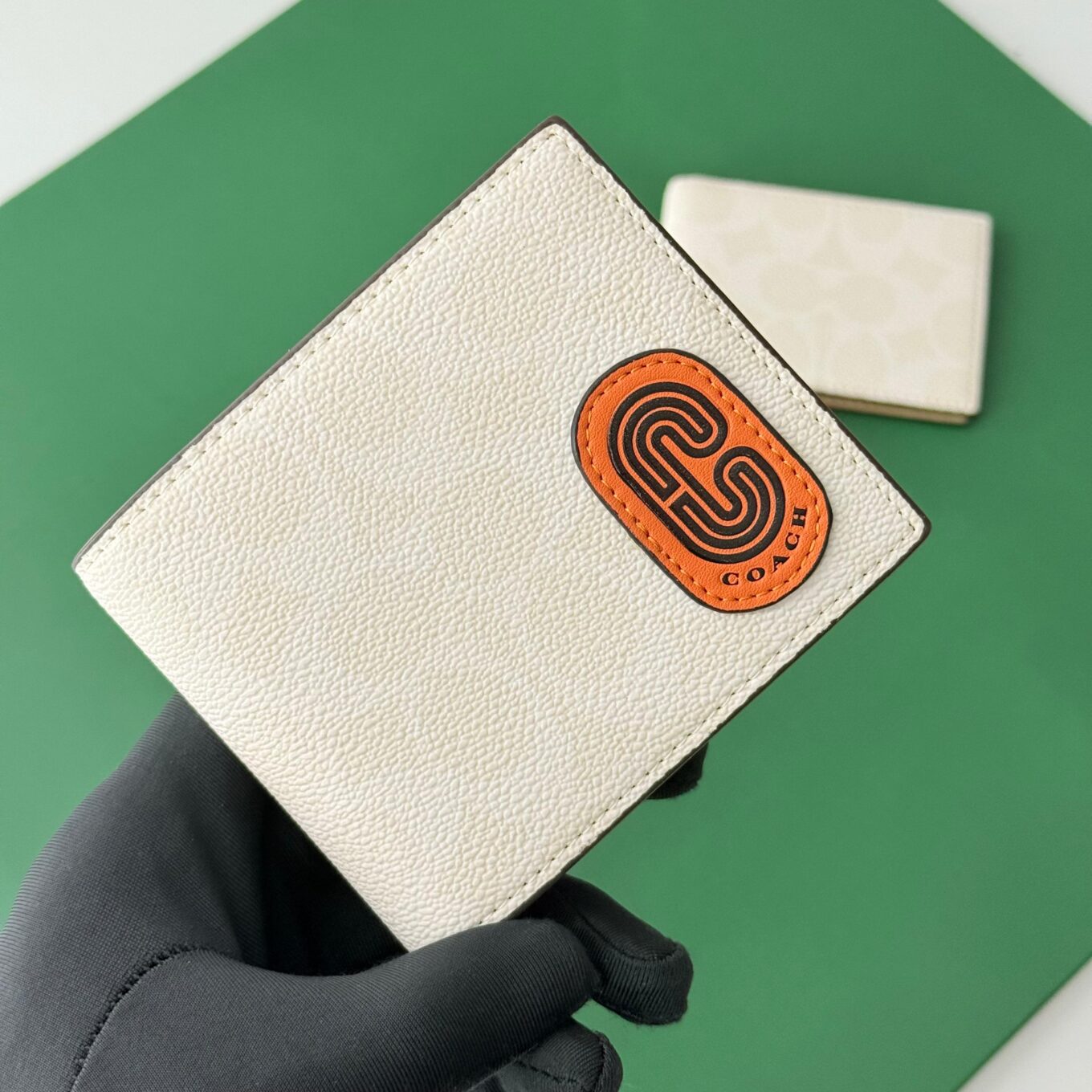 Coach White Canvas Orange Patch Men’s Wallet With Card Holder