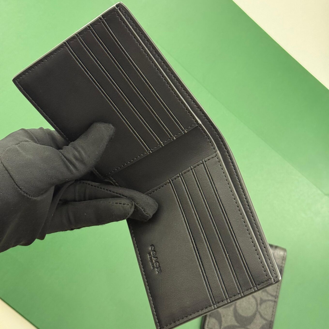 Coach Black Canvas Green Patch Men’s Wallet With Card Holder