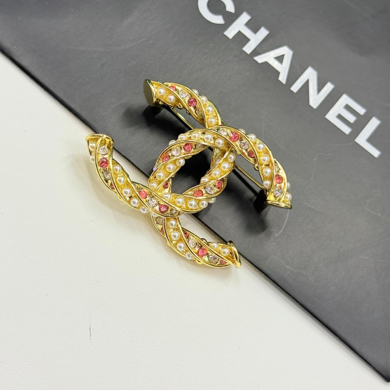 WhatsApp Image 2025-10-01 at 2.35.46 PM Chanel CC Logo With Pearls and Crystal Brooch