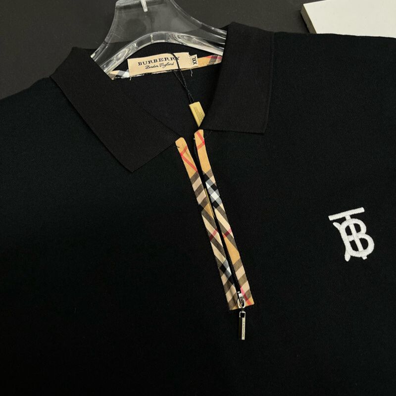 WhatsApp Image 2025-10-01 at 6.06.59 PM (2) Burberry Black Polo Shirt with Monogram Logo & Check Trim