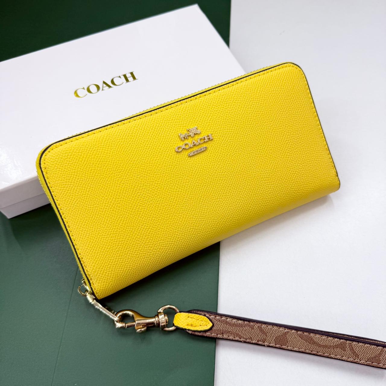Coach Accordion Yellow Zipper Wallet