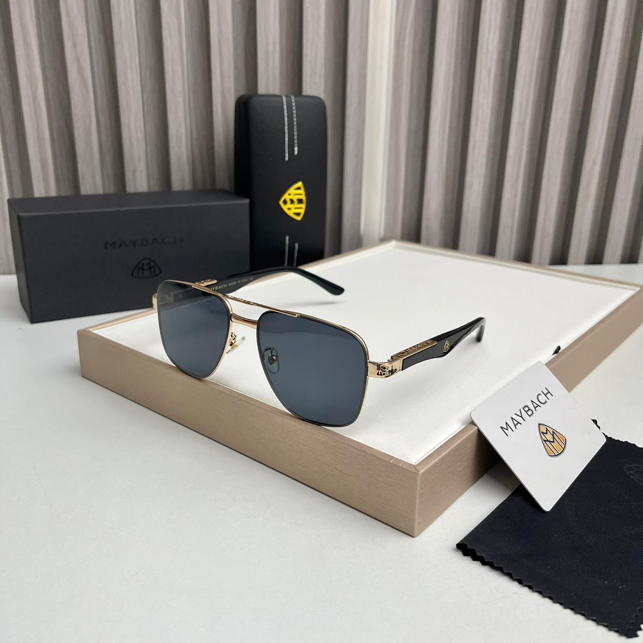 WhatsApp Image 2025-10-13 at 6.45.31 PM (1) Maybach Square Aviator Gold Black Sunglasses