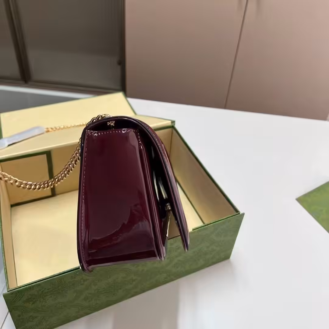 Gucci Blondie Glossy Winered Shoulder Bag (With Box)