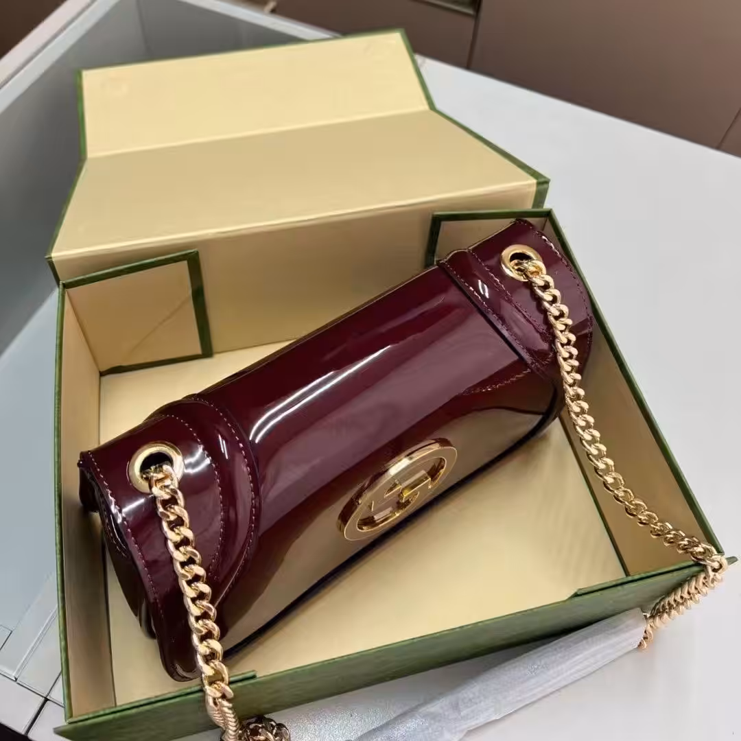 Gucci Blondie Glossy Winered Shoulder Bag (With Box)
