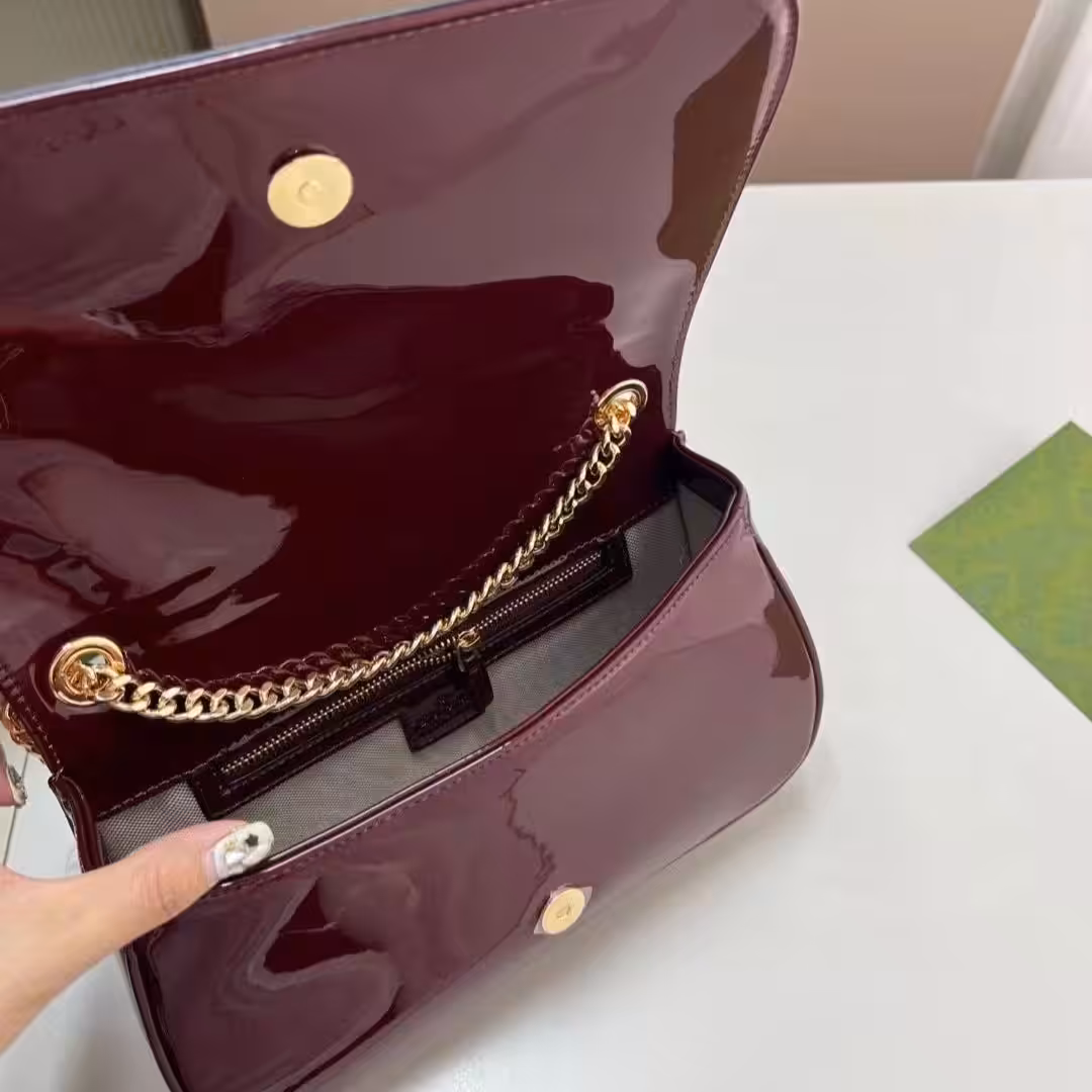 Gucci Blondie Glossy Winered Shoulder Bag (With Box)