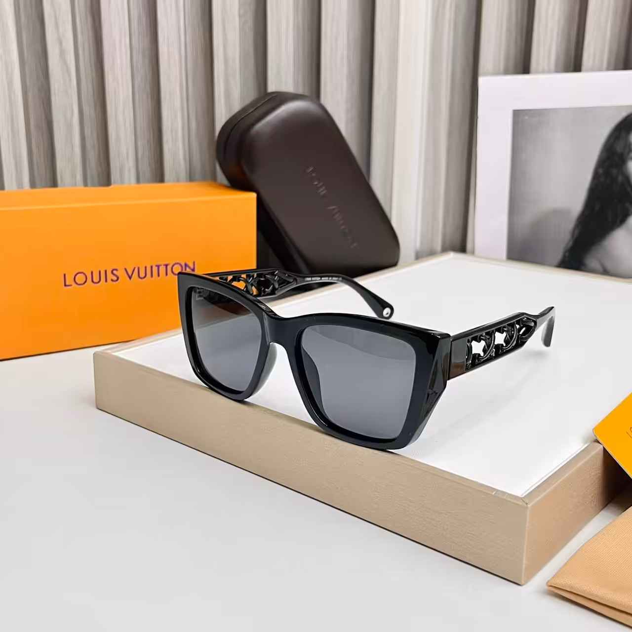 Louis Vuitton Black Square Cutout Monogram Sunglass For Women