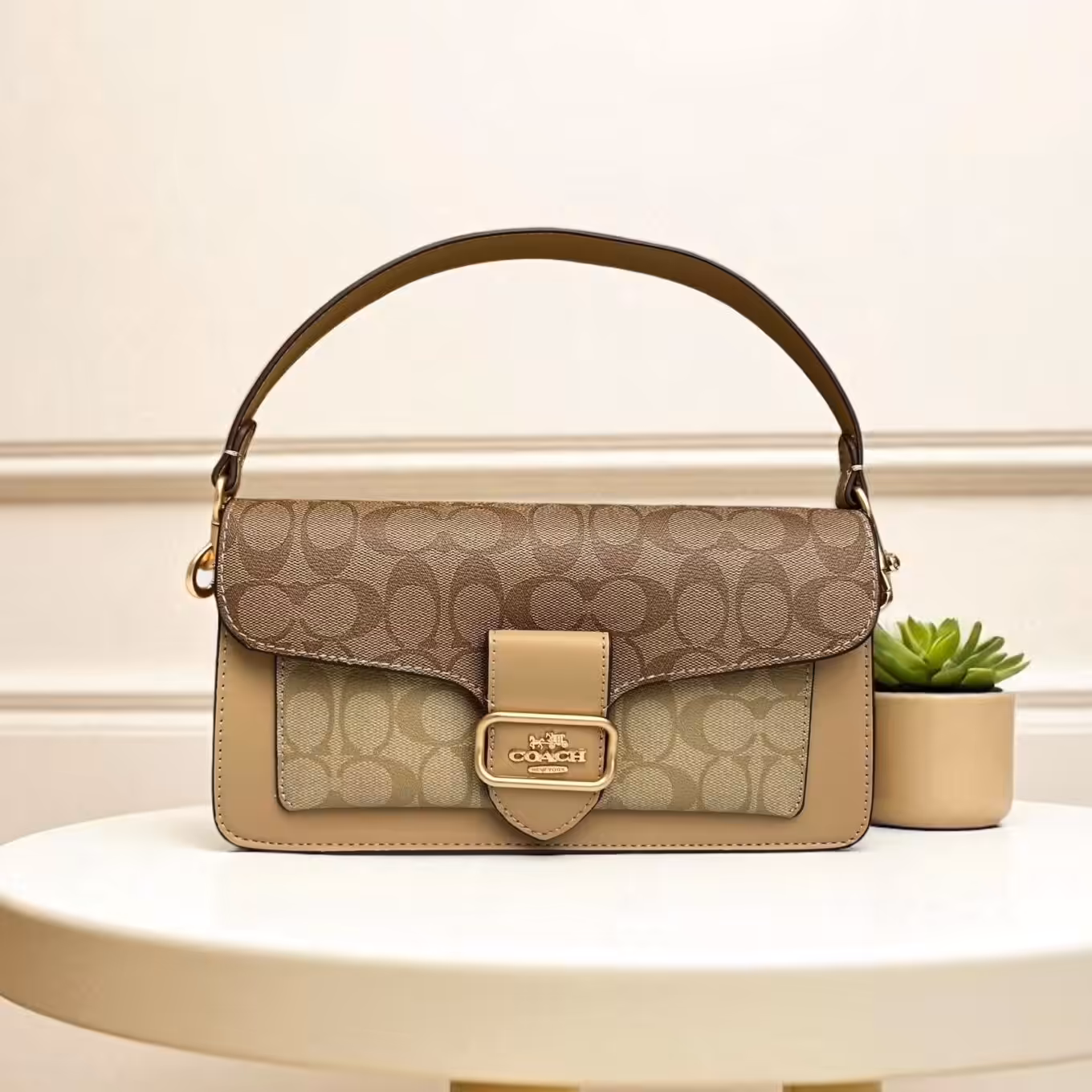 Coach Morgan Brown Khaki Color Shoulder Bag (With Box)