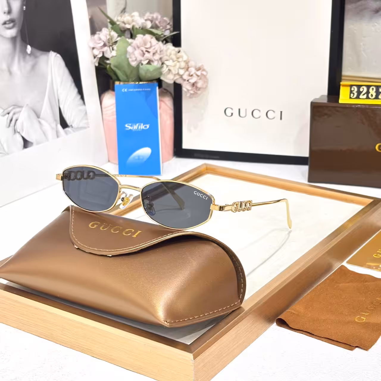 Gucci Oval Black Women’s Sunglass