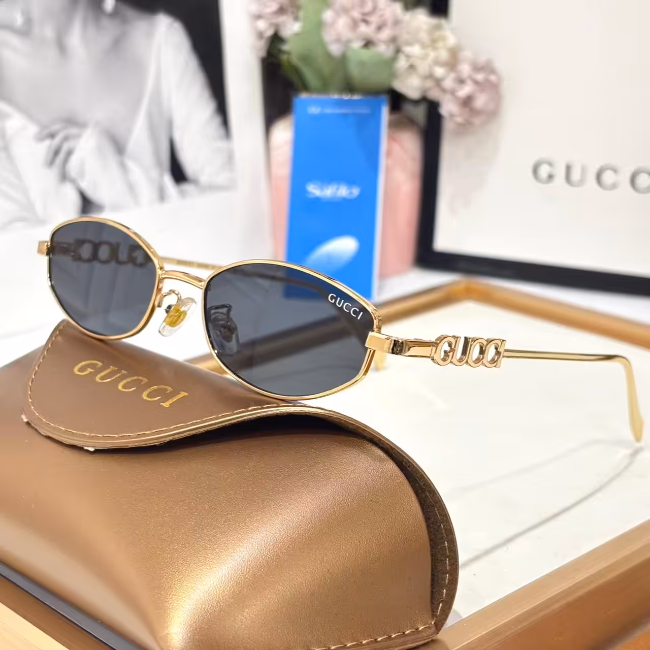 Gucci Oval Black Women’s Sunglass