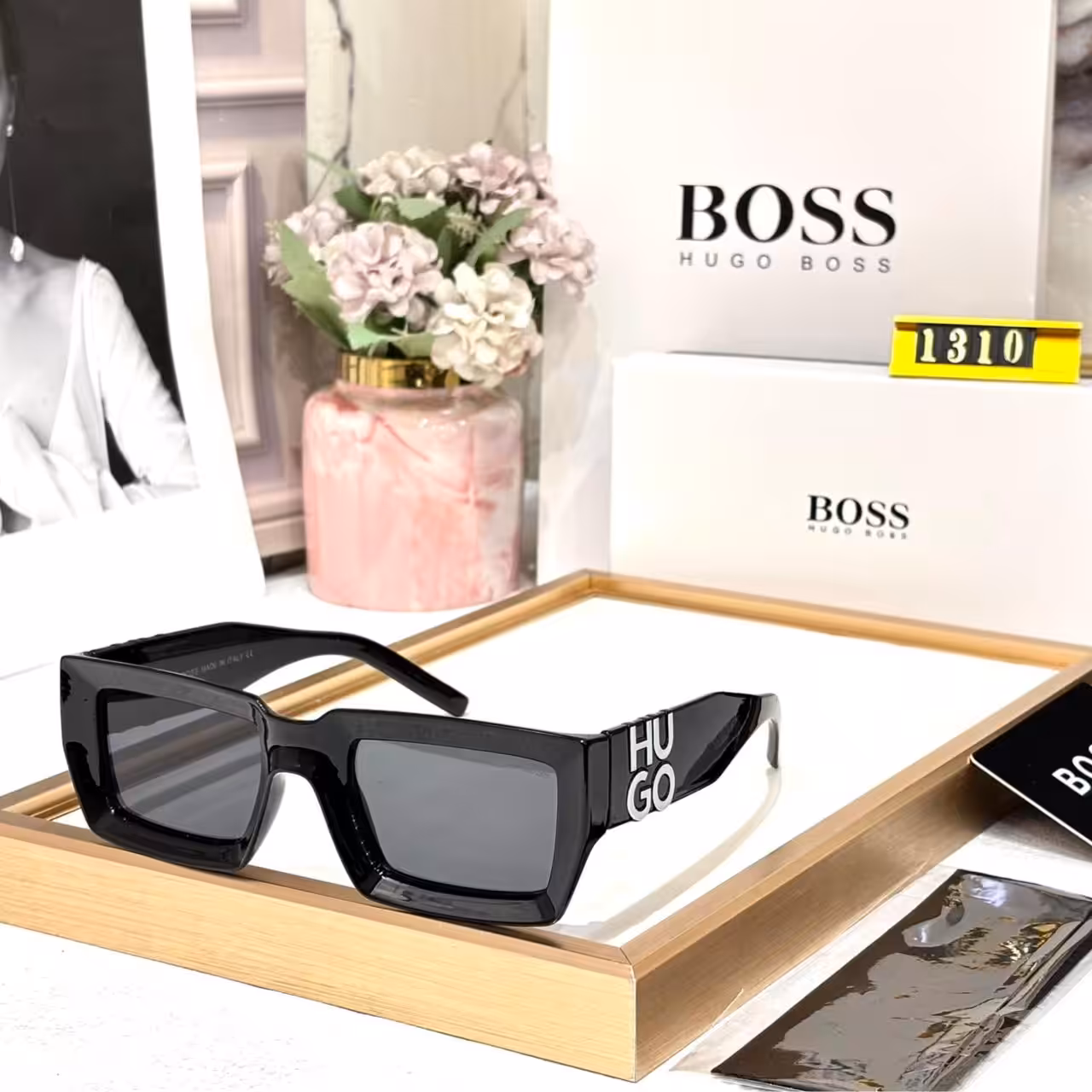 Hugo Boss Wayfarer Black Glossy Men’s Sunglass