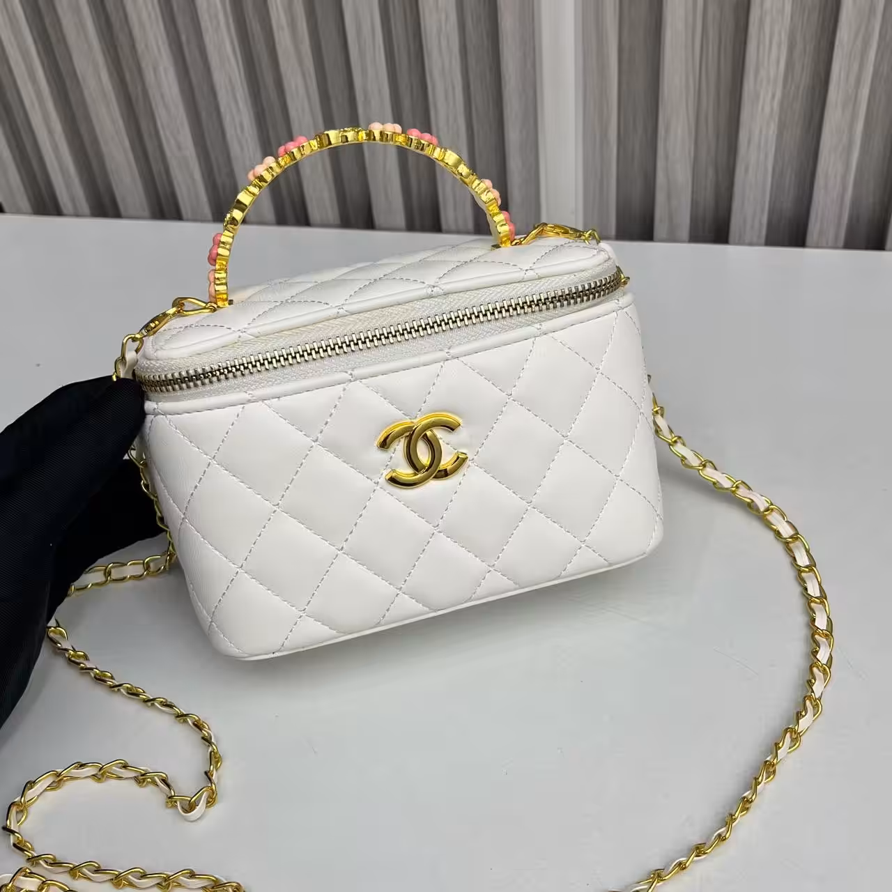 Chanel White Color Vanity Case Sling Bag (With Box)