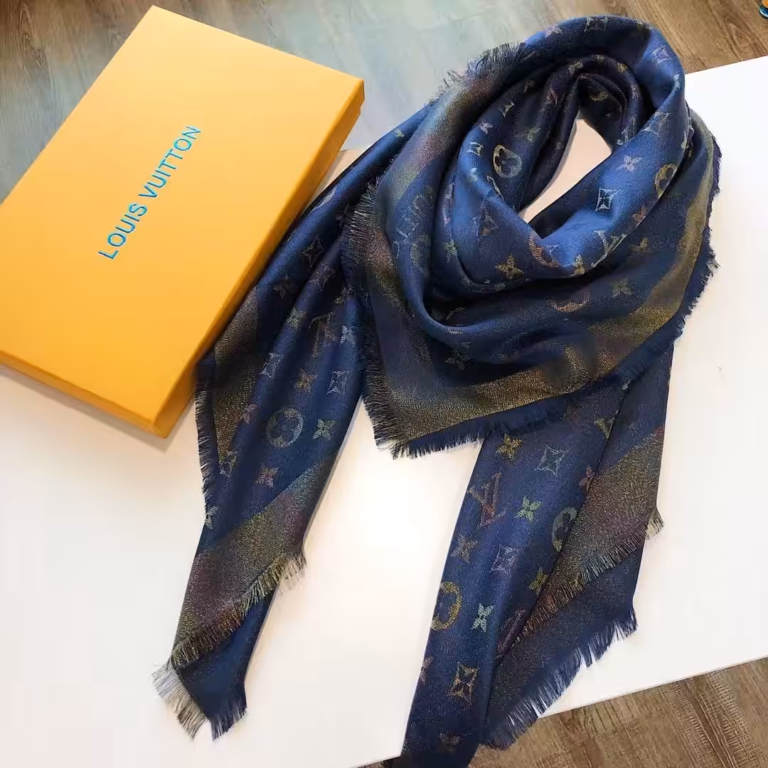 Louis Vuitton Blue Shimmer Big Size Semi Woolen Stole