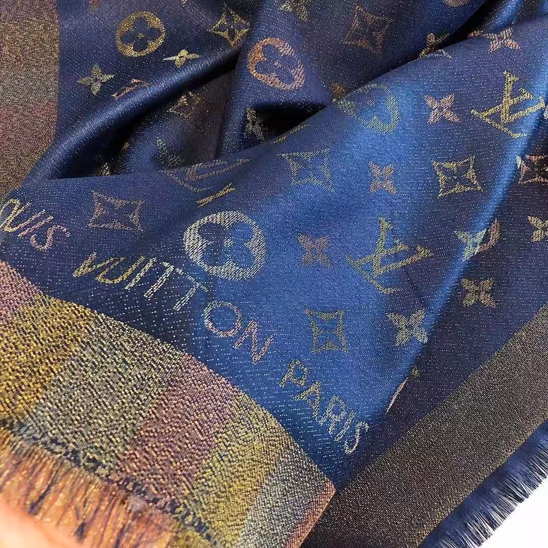 Louis Vuitton Blue Shimmer Big Size Semi Woolen Stole