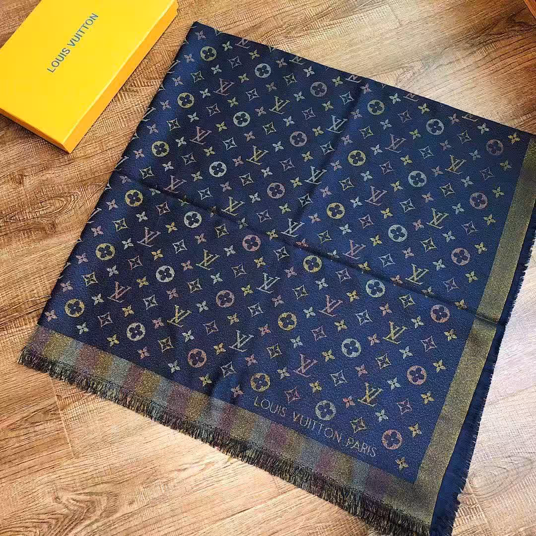 Louis Vuitton Blue Shimmer Big Size Semi Woolen Stole