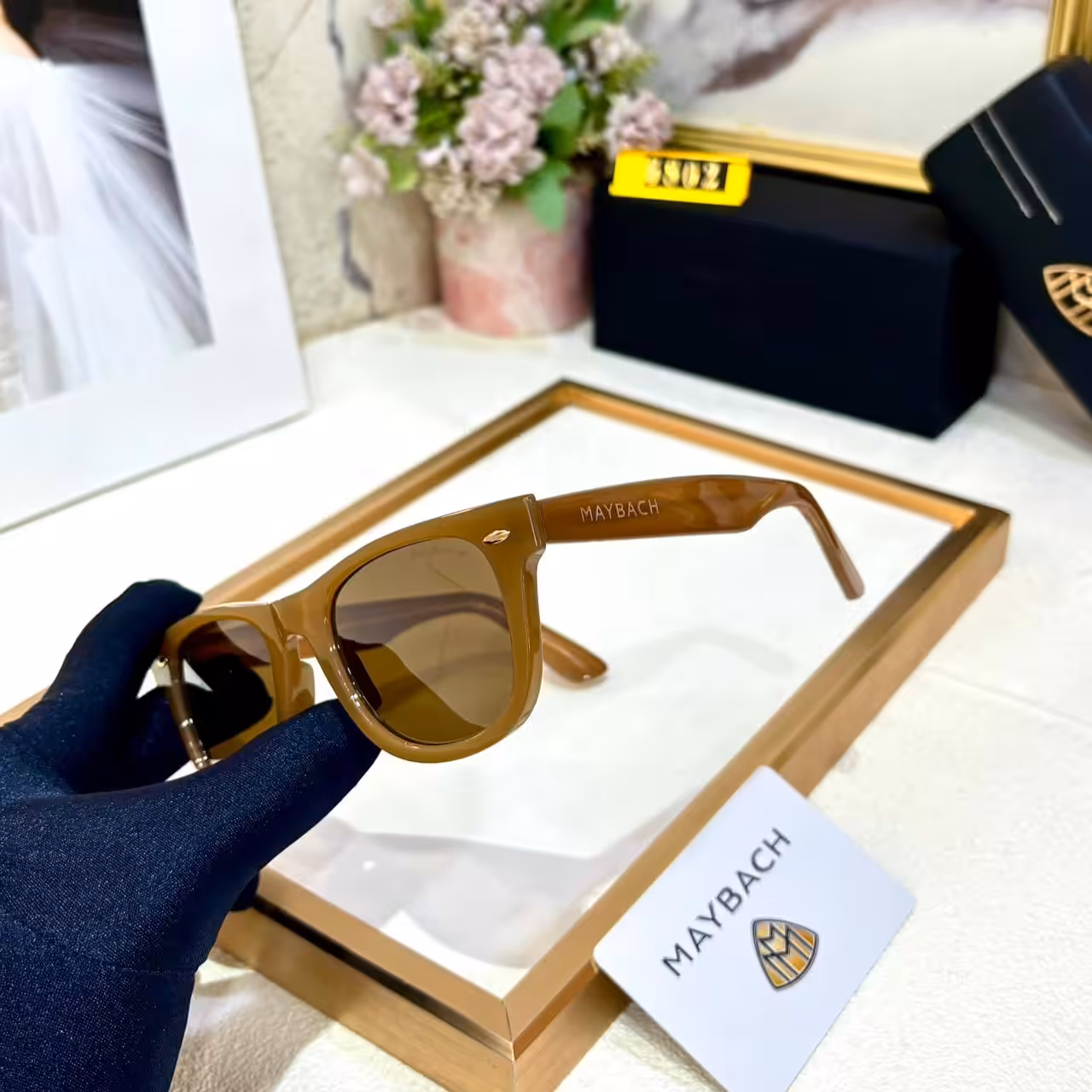 Maybach Wayfarer Caramel Brown  Sunglasses
